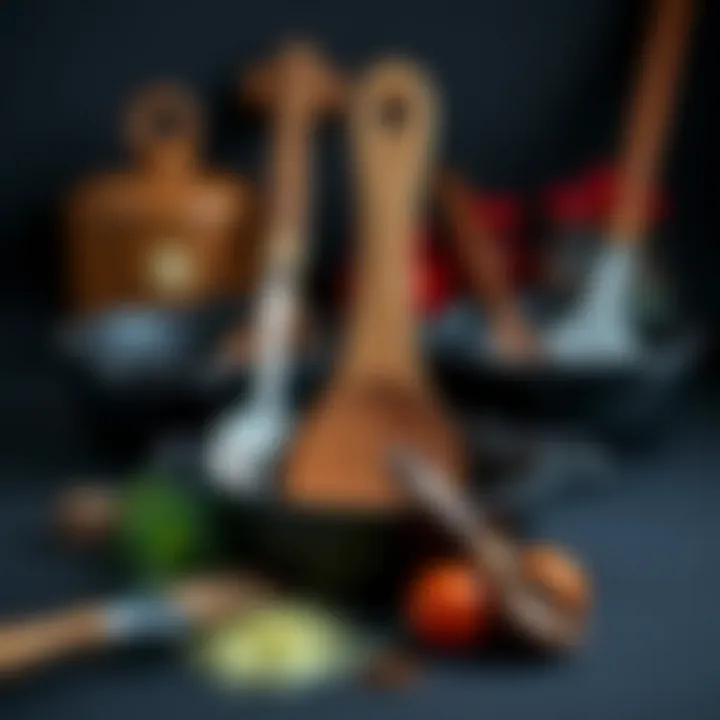 Tools and products for cast iron maintenance displayed aesthetically