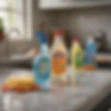 Various cleaning agents on a countertop