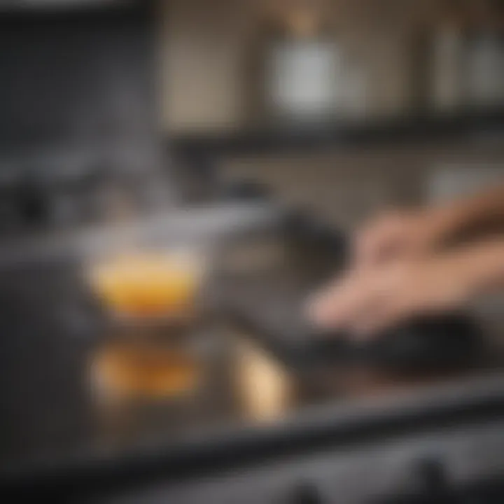 Person applying cleaner on a glass stove top