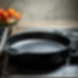 A pristine iron skillet showcasing its smooth surface