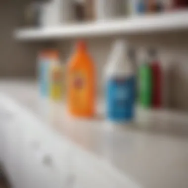 Essential cleaning supplies neatly arranged for cabinet maintenance