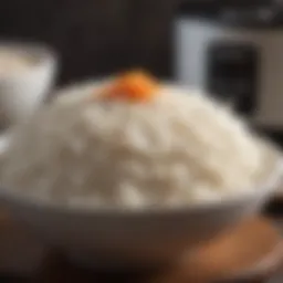 A vibrant bowl of fluffy rice prepared in a Comfee rice cooker, showcasing perfect texture.