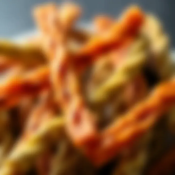 Close-up of veggie straws with allergenic ingredients highlighted