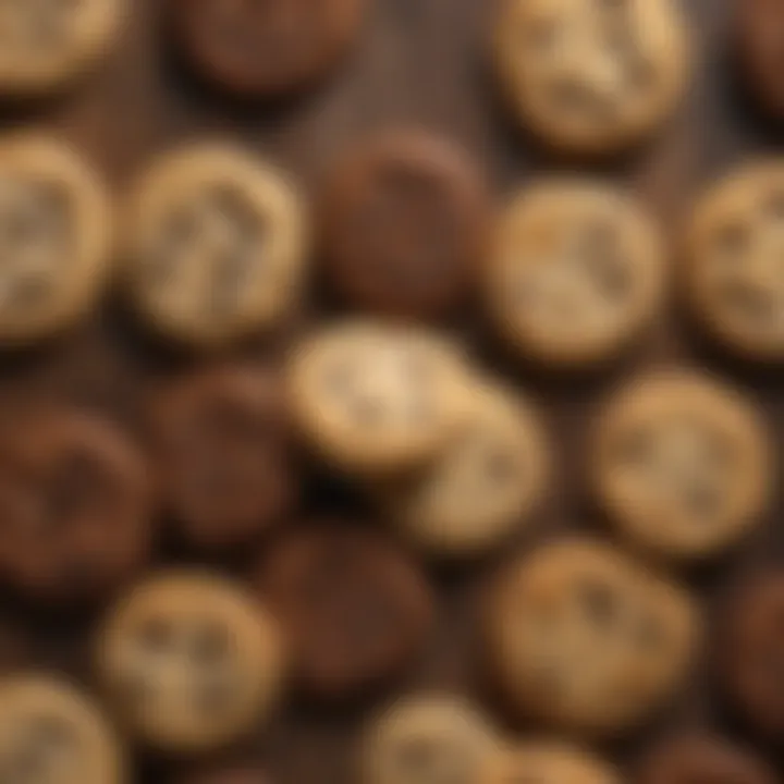 An assortment of cookies showcasing various flavors and textures on a rustic wooden table