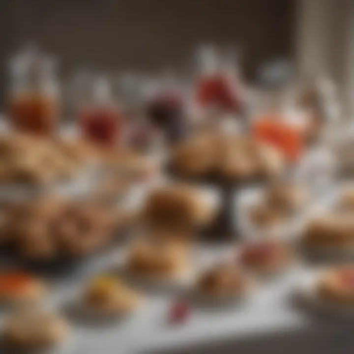 A beautifully arranged dessert table featuring cookies alongside tea and decorative elements