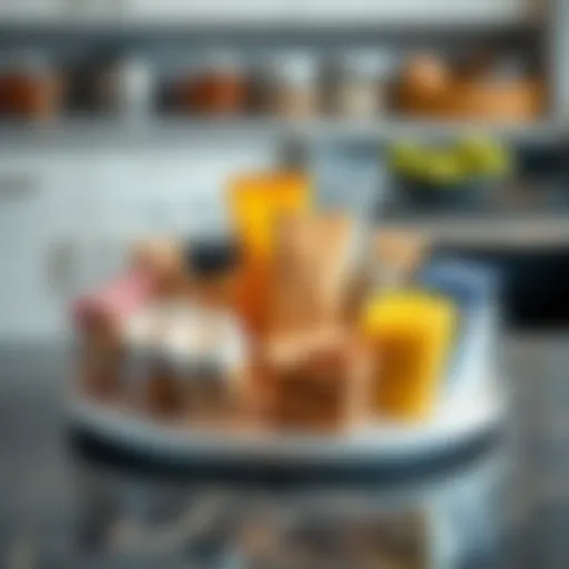 Elegant Organization with Lazy Susan Elegant lazy Susan container displaying various items