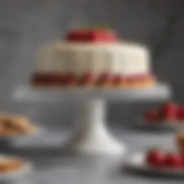 Stylish cake stand cover enhancing the presentation of gourmet pastries.