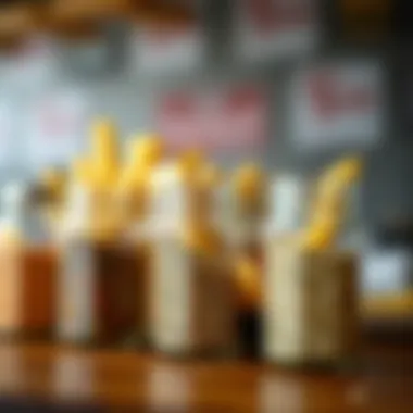 Creative Seasonings for French Fries A selection of seasonings lined up for enhancing fries