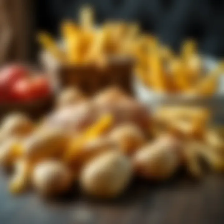 Selection of Potatoes for Fries Variety of potatoes on a wooden table