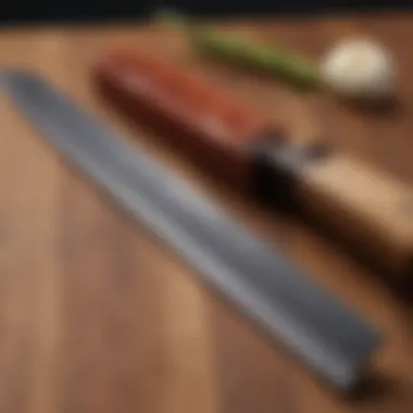 A close-up image showcasing the sharp edge and blade design of a nakiri knife.