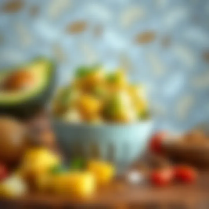 A modern twist on potato salad featuring unique ingredients like avocado and spices