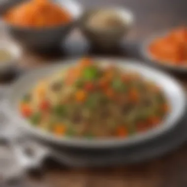 Artfully Presented Veggie Quinoa Elegant presentation of a veggie quinoa dish on a dining table