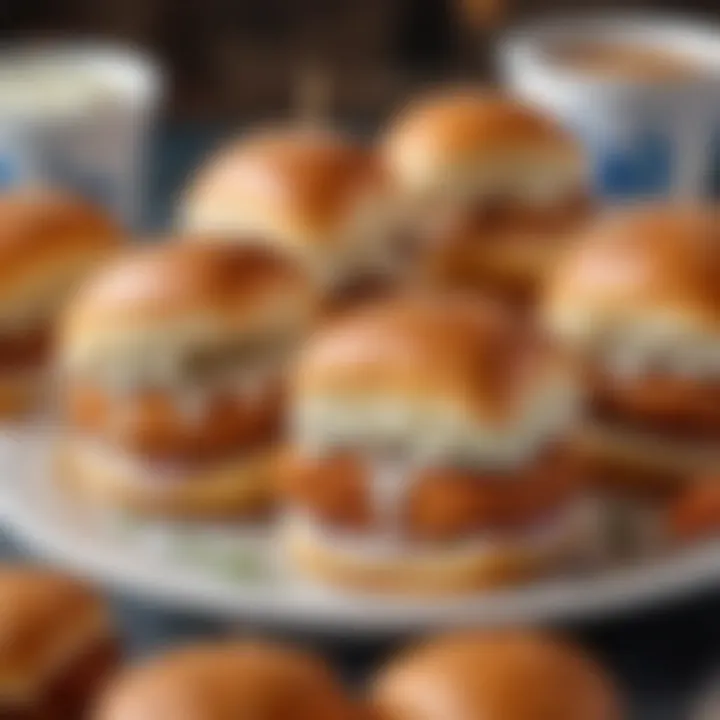 Crispy fried White Castle sliders arranged on a platter