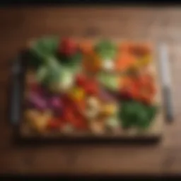 A vibrant array of seasonal vegetables laid out on a wooden table