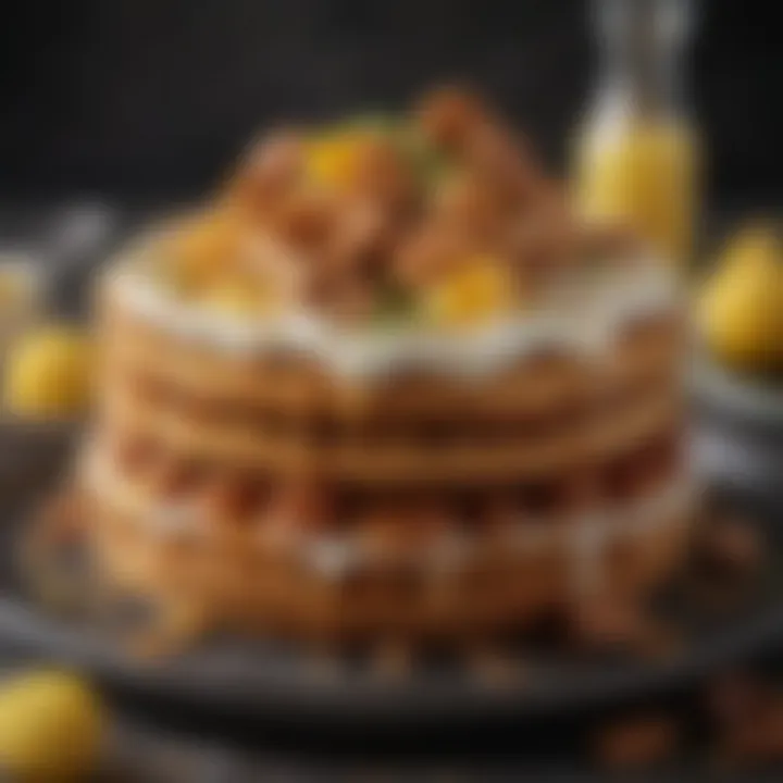 A creative composition of ingredient elements used in making coney waffle cake.