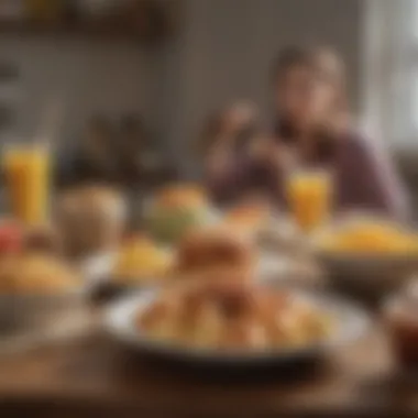 Consumers enjoying various breakfast snacks