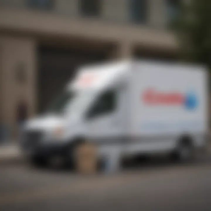 A delivery van with Costco branding transporting distilled water