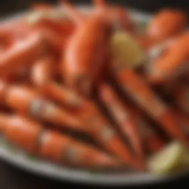 An assortment of fresh crab legs showcasing their vibrant colors and textures.