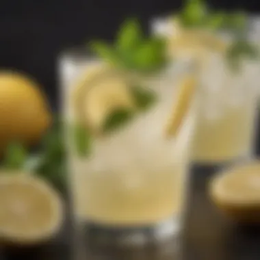 Refreshing Southern Lemonade Garnished A close-up of a refreshing glass of Southern lemonade garnished with mint and lemon slices