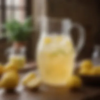 Traditional Pitcher of Southern Lemonade A traditional Southern lemonade pitcher adorned with rustic charm