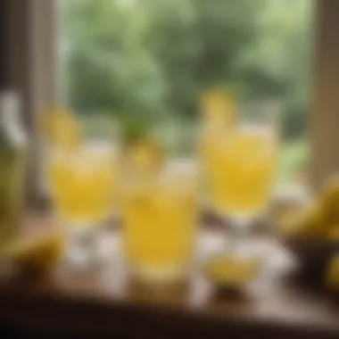Southern Lemonade in Vintage Glassware A picturesque setting featuring Southern lemonade served in vintage glasses