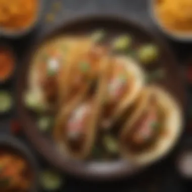 Artfully Arranged Tacos Beautifully arranged chicken tacos on a plate
