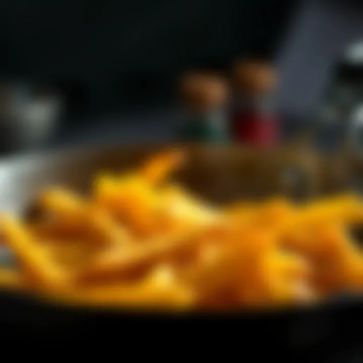 Frying Techniques for Crispy Fries Fries frying in a hot oil pan