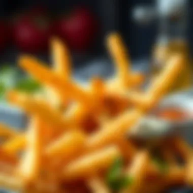 Serving Suggestions for Gourmet Fries A plate of golden fries garnished with herbs