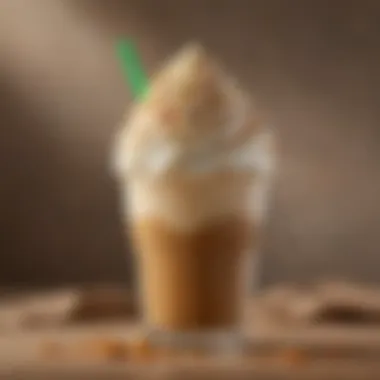 Rich and creamy caramel frappuccino topped with whipped cream and caramel drizzle