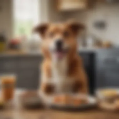 A satisfied small dog enjoying a homemade meal.