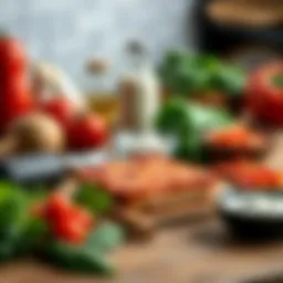 Fresh ingredients laid out for lasagna preparation