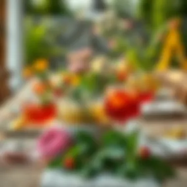 A beautifully arranged table setting for a summer gathering with punch