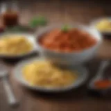 A beautifully plated bowl of Bolognese sauce with pasta