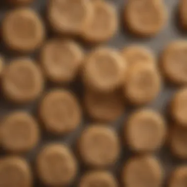 A close-up of the texture of baked peanut butter cookies