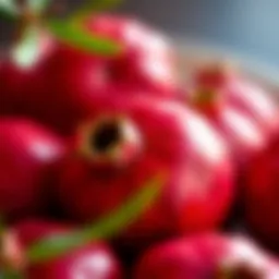 A close-up of ripe pomegranates showcasing their vibrant color and texture