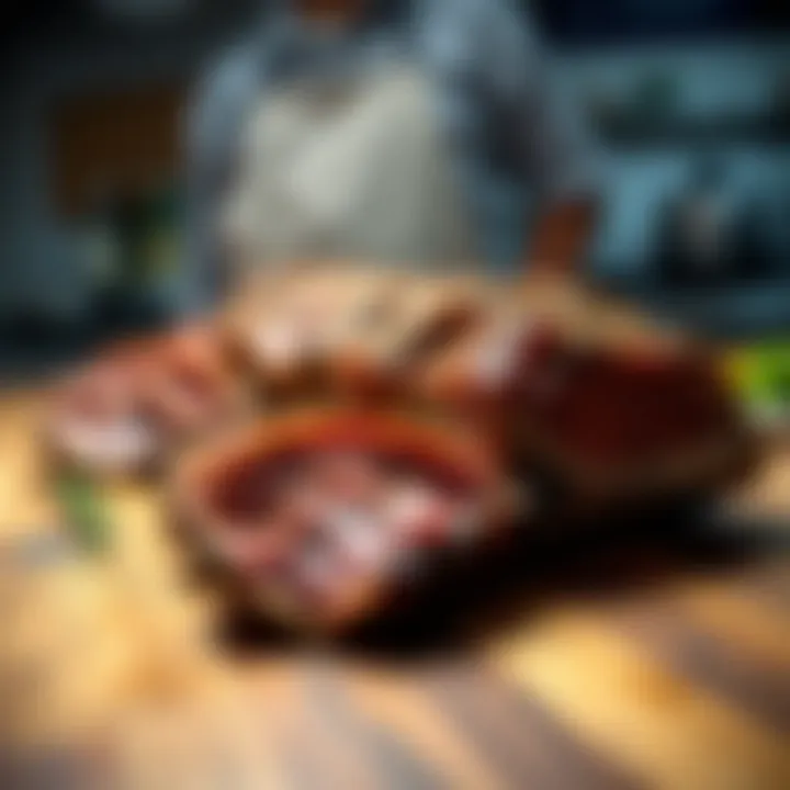 Selection of high-quality brisket cuts displayed on a table