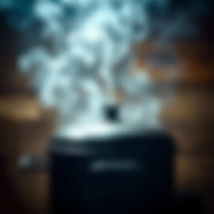 A smoker with wisps of smoke escaping, set against a rustic backdrop