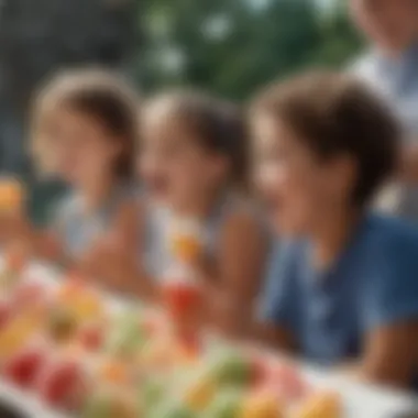 Children enjoying snow cones at a birthday party