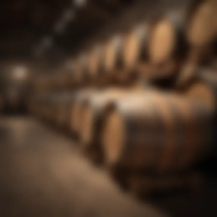 Wine barrels aging in a cellar