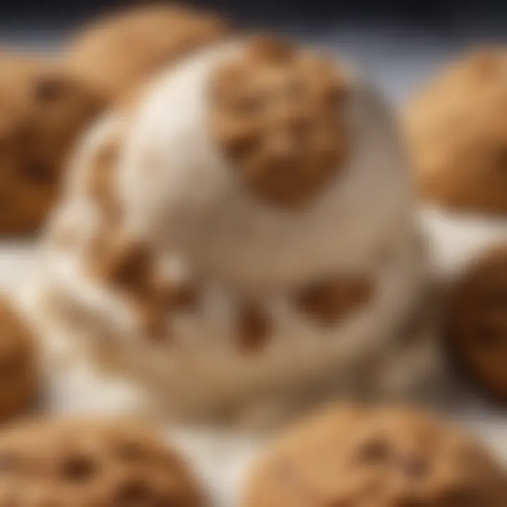 Close-up of creamy oatmeal cookie ice cream with chunks of real oatmeal cookies.