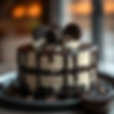 Garnished Elegance: Chocolate Drizzle on Oreo Cake Garnished Oreo ice cream cake with chocolate drizzle