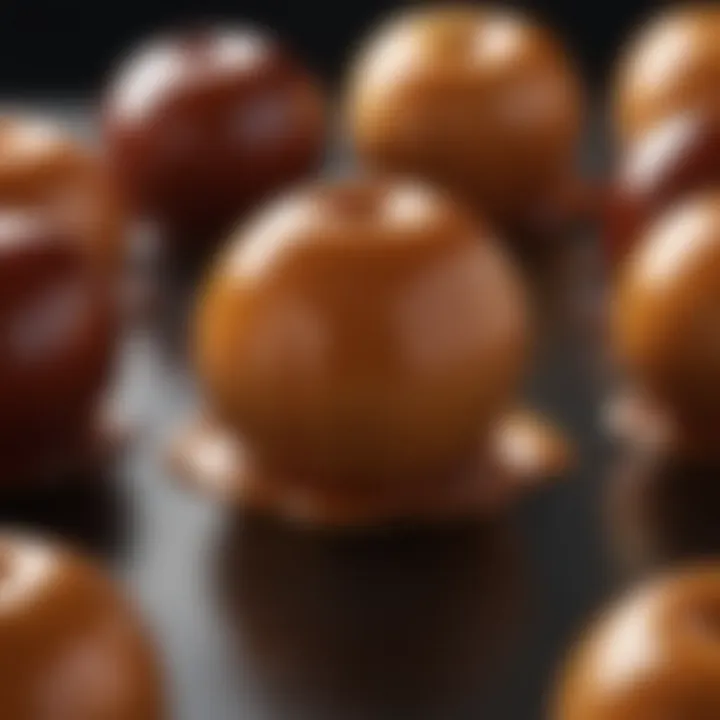 A polished surface showcasing the glossy finish of caramel