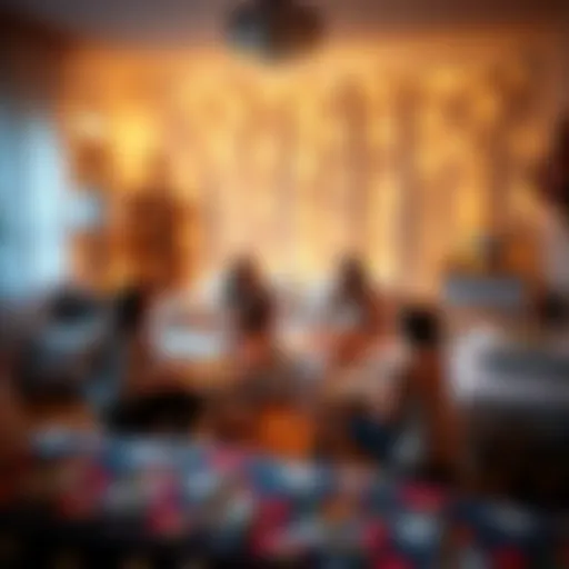 Chic themed bachelorette slumber party setup with cozy decor