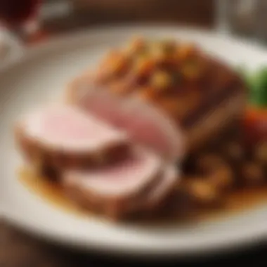 A beautifully plated pork loin meal