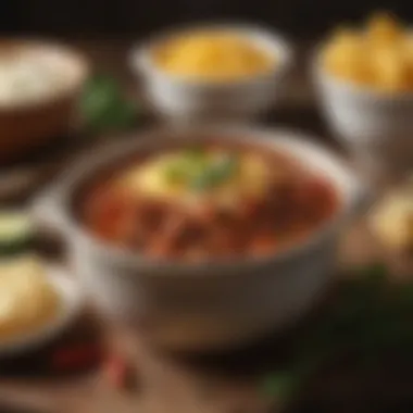 Comforting Chili for a Satisfying Meal A comforting bowl of chili made in a crockpot topped with cheese and herbs