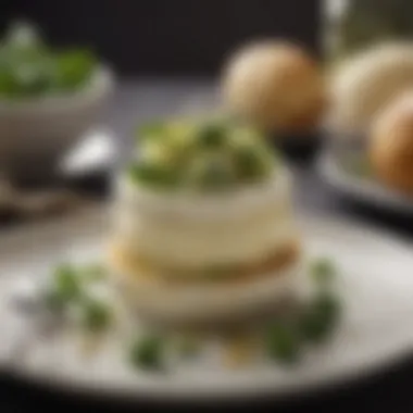 An innovative dish combining mascarpone cheese with sprouts in a gourmet setting.