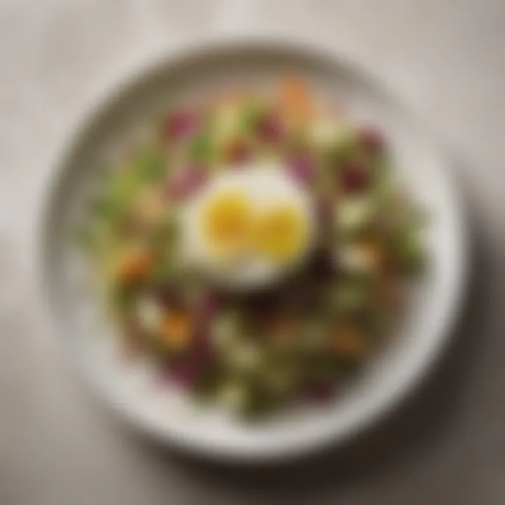 A beautifully plated salad featuring mascarpone and an array of colorful sprouts.