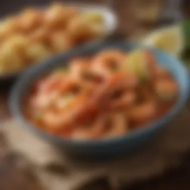 A vibrant bowl of Old Bay seasoned shrimp steaming hot, representing the essence of Maryland's coastal flavors.