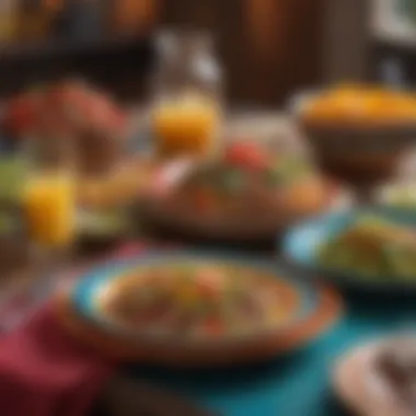Vibrant Mexican Table Setting Vibrant table setting featuring a variety of Mexican cuisine and decorative elements