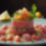 A beautifully plated tuna tartare showcasing vibrant colors and textures